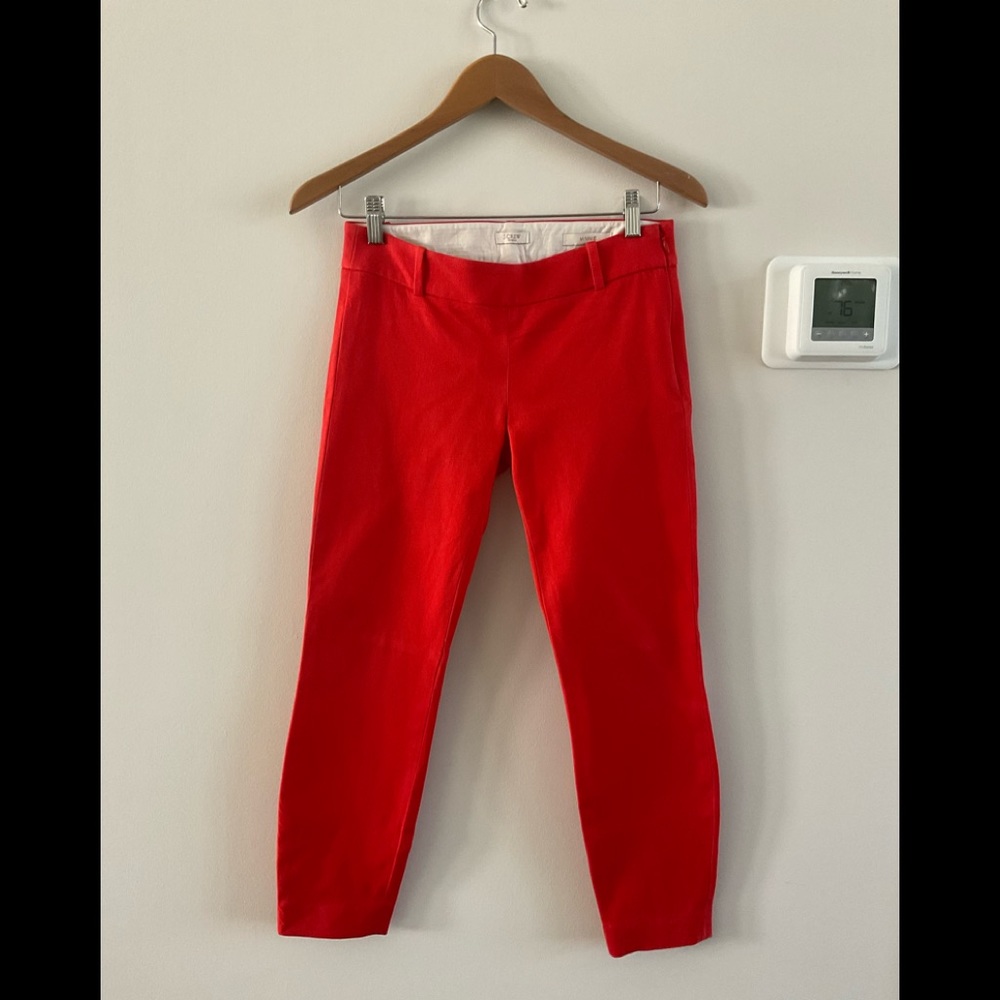 J. Crew Stretch Minnie Pant, Poppy Red, Size 00 - Picture 2 of 5